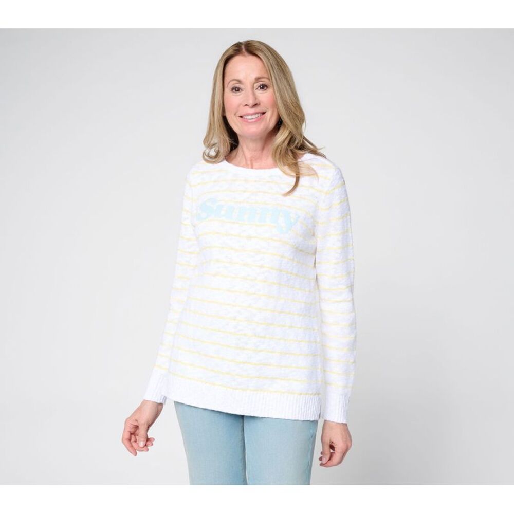 Belle by Kim Gravel Women's Top Sweater Sz XL Slub 100% Cotton Yellow